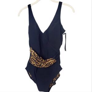 NWT Gottex Leopard Accent One Piece Swimsuit US 8